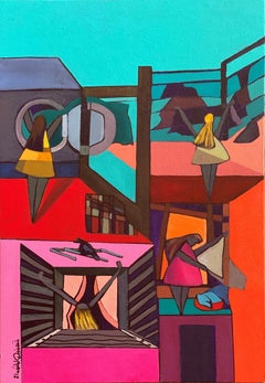 "Laundry Day II" Painting 24" x 16" inch by Tasneem El-Meshad