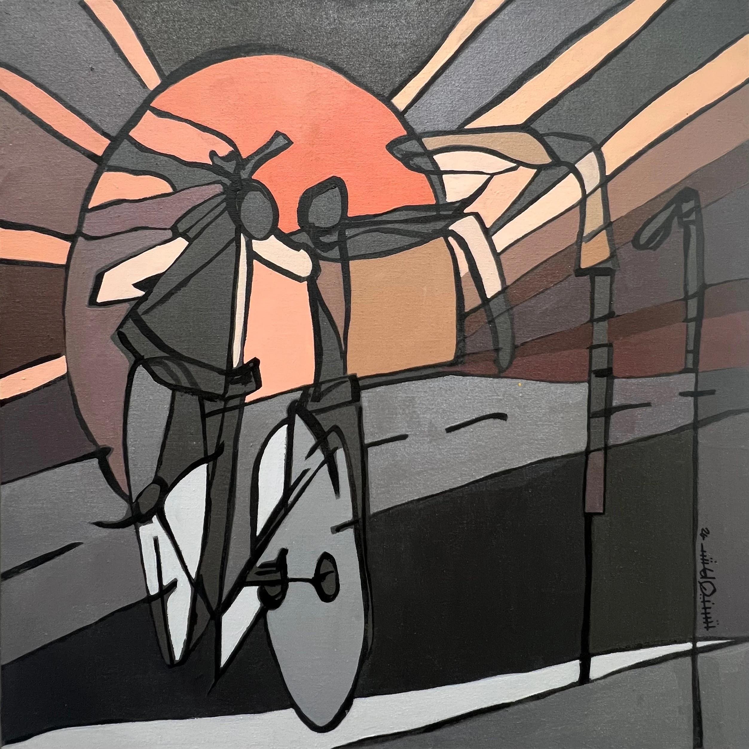 Still-Life Painting di Tasneem El Meshad - "Ride or Die" Pittura figurativa astratta di 24" x 24" pollici di Tasneem El-Meshad