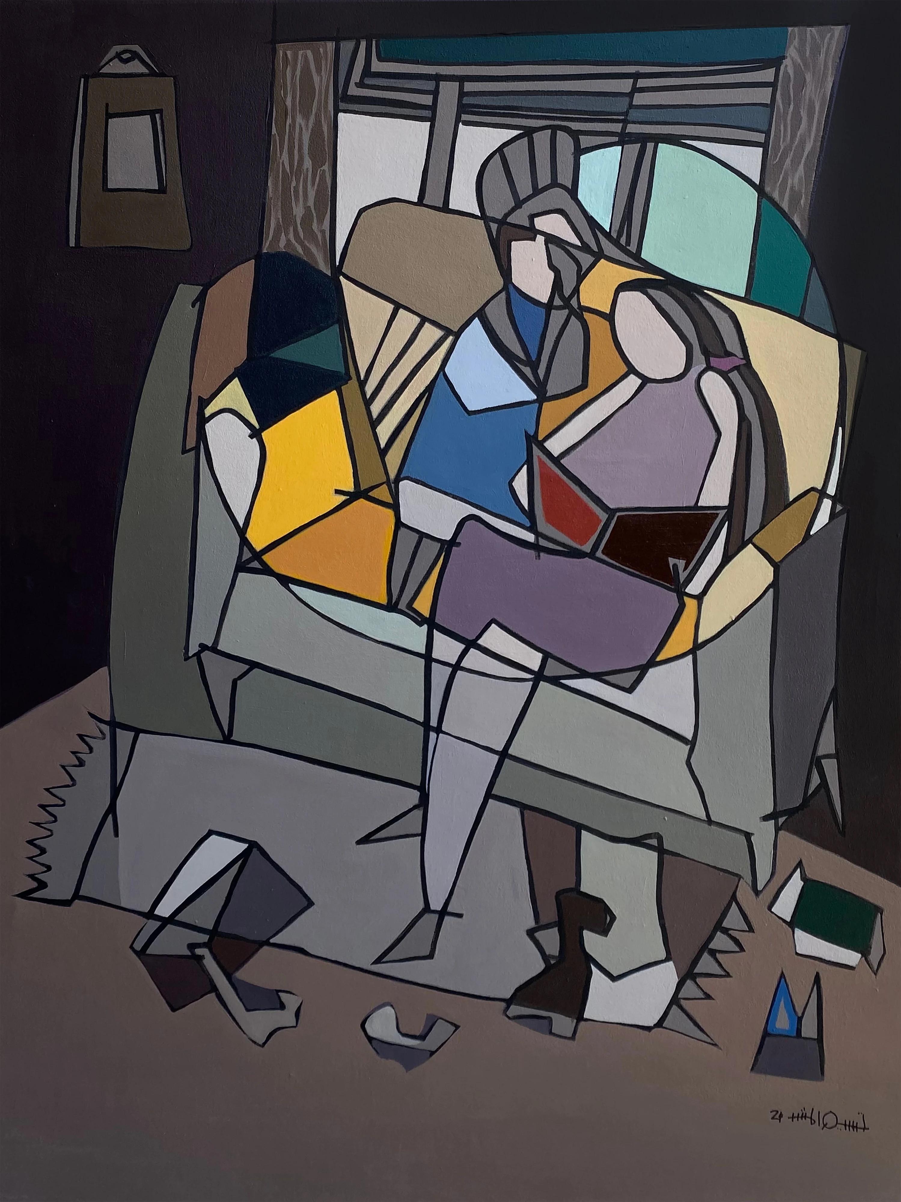 Cuadro "La hora del cuento" 47" x 39" pulgadas por Tasneem El Meshad