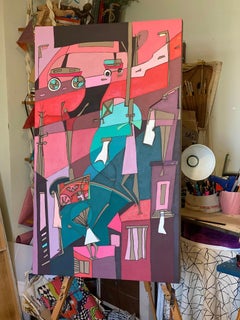 "Estate del '99" Pittura di 43" x 26" pollici di Tasneem El-Meshad