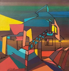 "La escalada" Pintura abstracta 12" x 12" pulgadas por Tasneem El Meshad