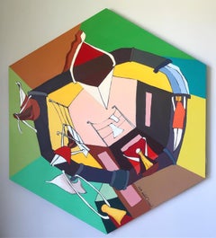 "El bucle II" Pintura figurativa abstracta 39" x 39" pulgadas por Tasneem El Meshad