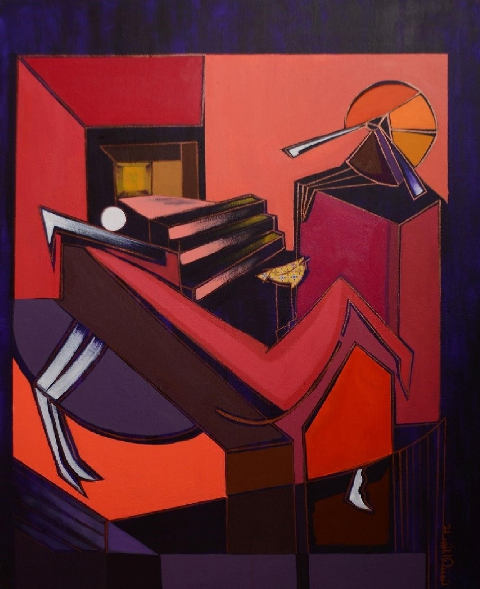 Pittura "Anime erranti" 47" x 39" pollici di Tasneem El-Meshad