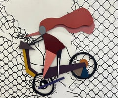 "Against All Odds" Mixed media wall Sculpture 39" x 47" in by Tasneem El-Meshad