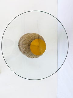 Tassel-Carved Accent Table with Glass Top