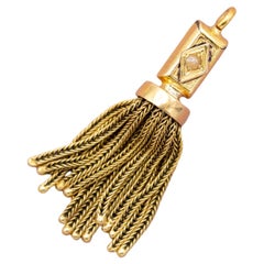 Tassel charm - elegant dangling pendant - 18 karat solid yellow gold - Victorian