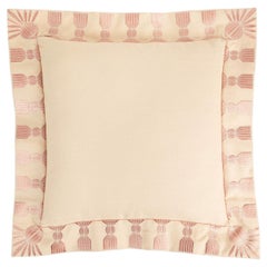 Tassel Embroidered Linen Pillow, Bisque & Petal Pink, 24 "x 24", Pair