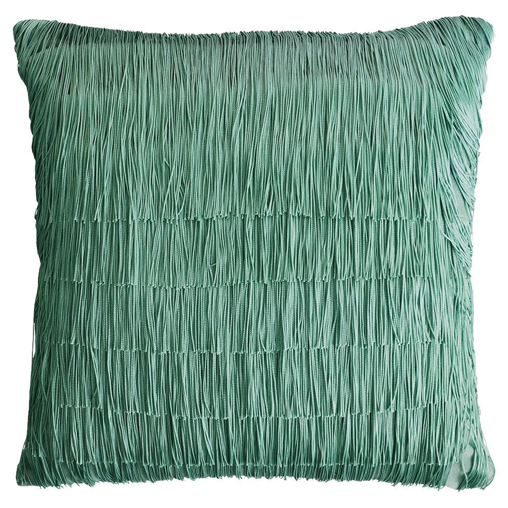 Tassel Jade Velvet Cushion For Sale