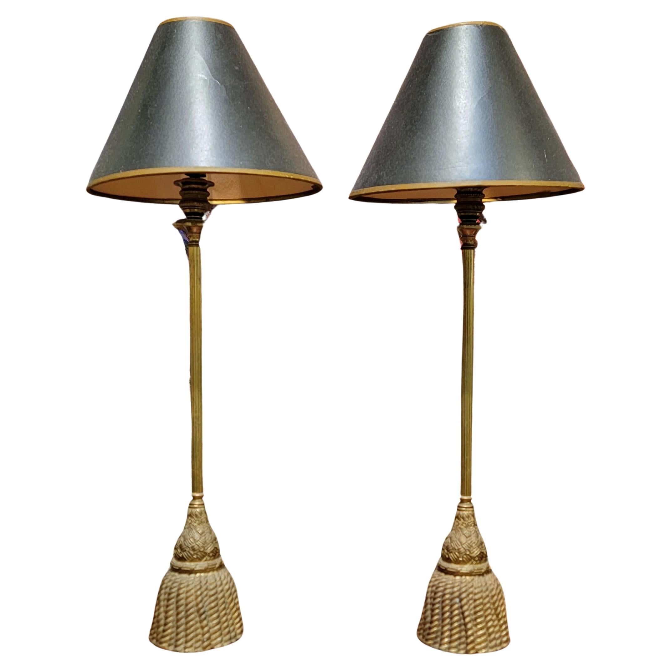 Tassel Lamps in Solid Brass. A Pair
