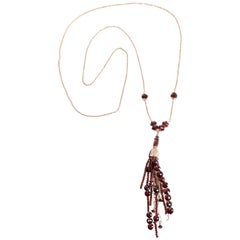 Tassel Necklace:  Garnet and Gold