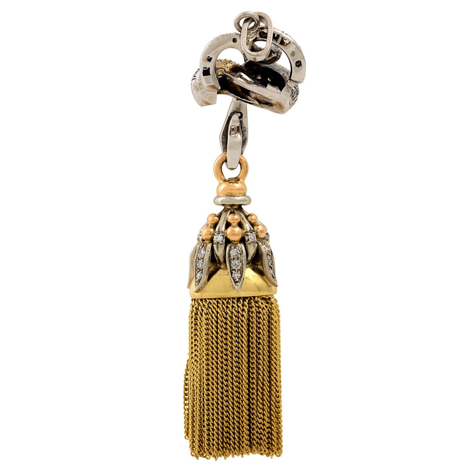 Tassel Pendant with Octagonal Diamonds In Excellent Condition For Sale In Stuttgart, BW
