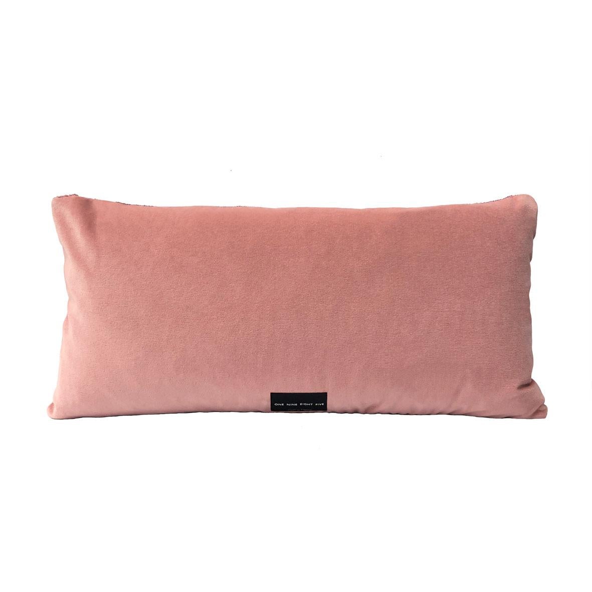 Tassel Pink Velvet Cushion Rectangle In New Condition For Sale In London, GB