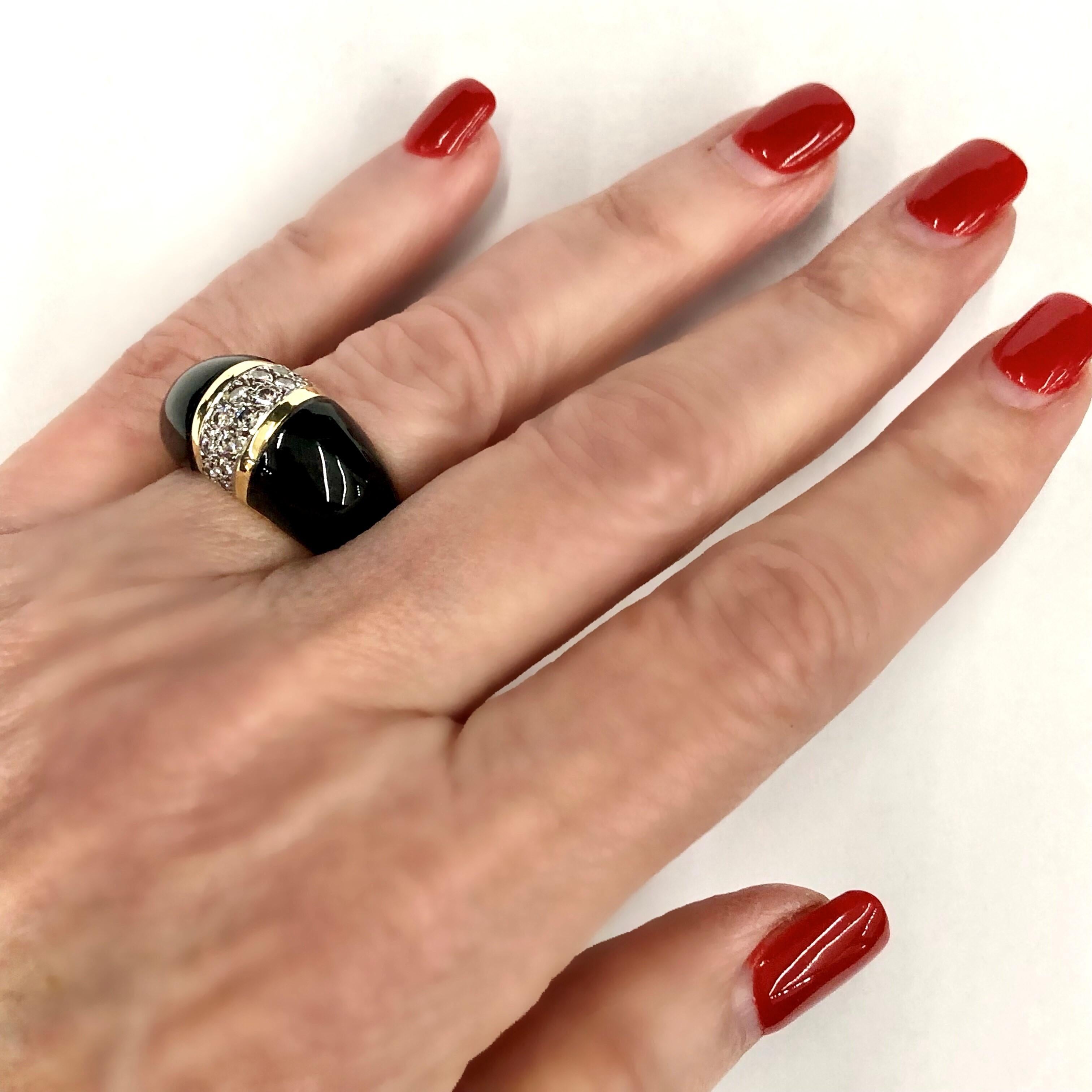 Tasteful and Tailored, Onyx, Diamond and Yellow Gold Ring 4