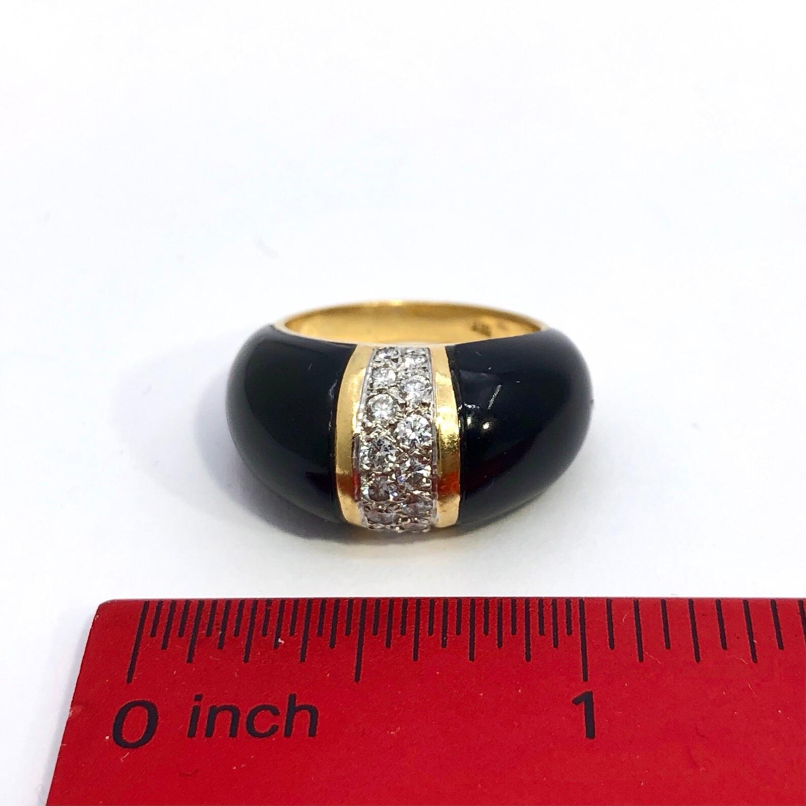 Tasteful and Tailored, Onyx, Diamond and Yellow Gold Ring 1