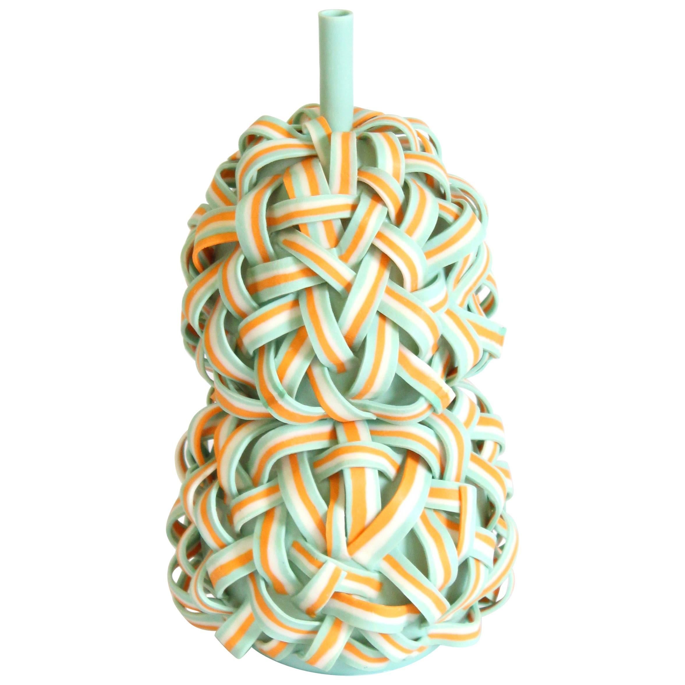 Tasty Collection Mint Stripe Porcelain Vase Special Edition For Sale