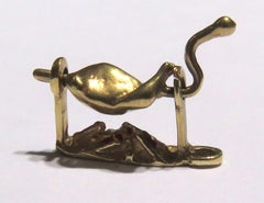 Tasty Movable Rotisserie Chicken on Skewer Cooking Gold Charm Pendant