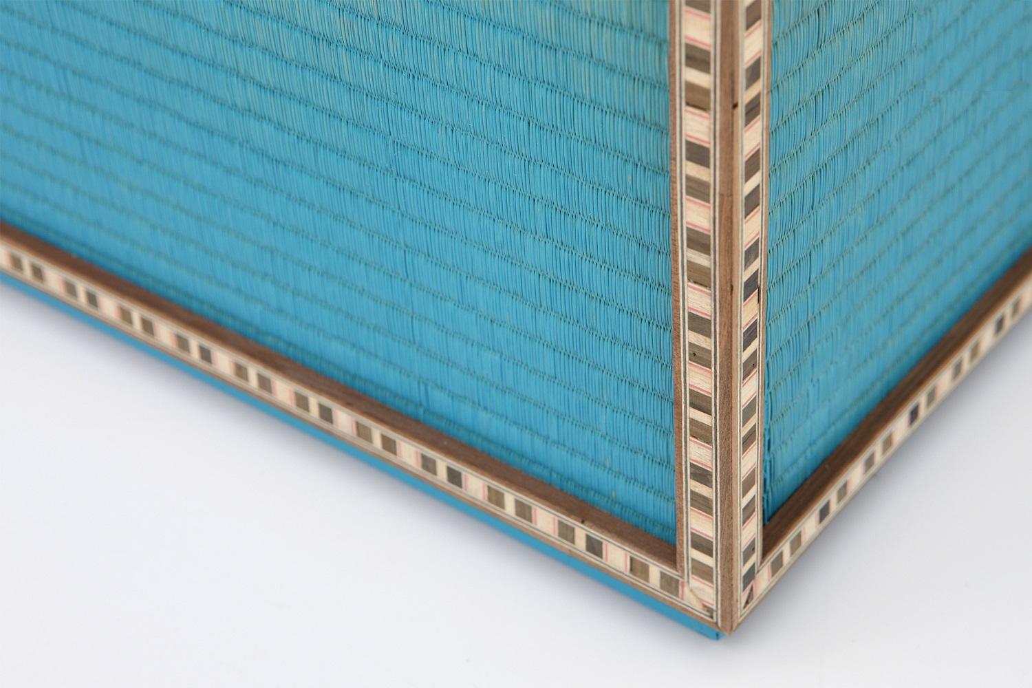 Modern Tatami Tables, Japanese Straw Weaving with Eastern Marquetry For Sale