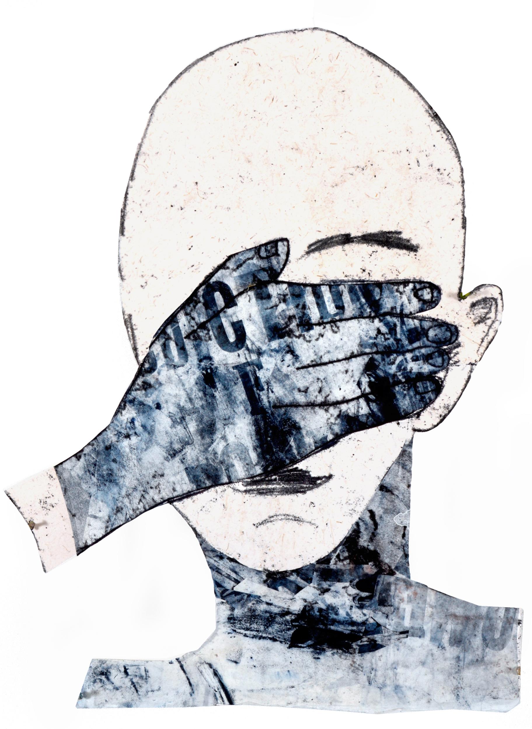 See no evil, mono, impresión collage política vergüenza, mano, abstracción figurativa