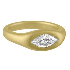 TATE 1 Carat Marquise Diamond Bombe 18 Karat Green Gold Ring