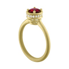 TATE .74 Carat Ruby and .12 Carat Diamond 18 Karat Yellow Matte Gold Layer Ring