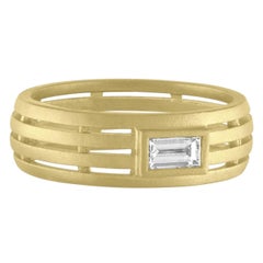 TATE Baguette 18 Karat Green Gold Fence Ring Diamond .23 Carat