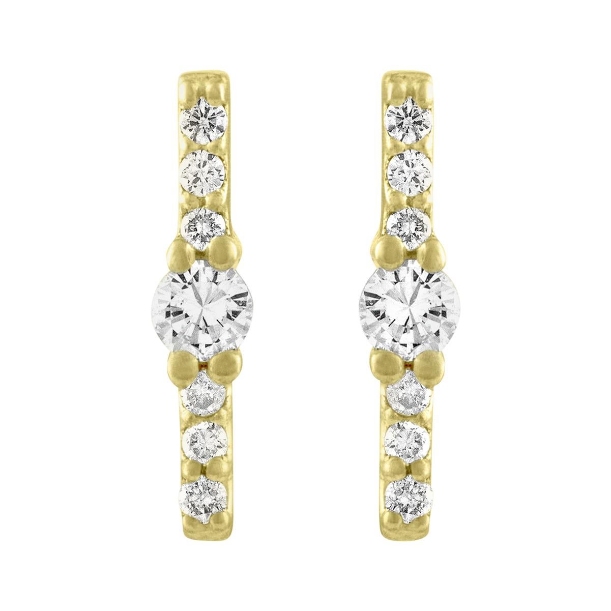 TATE Brillance 18 Karat Yellow Gold Earring .12 Carat Diamond Stud For Sale