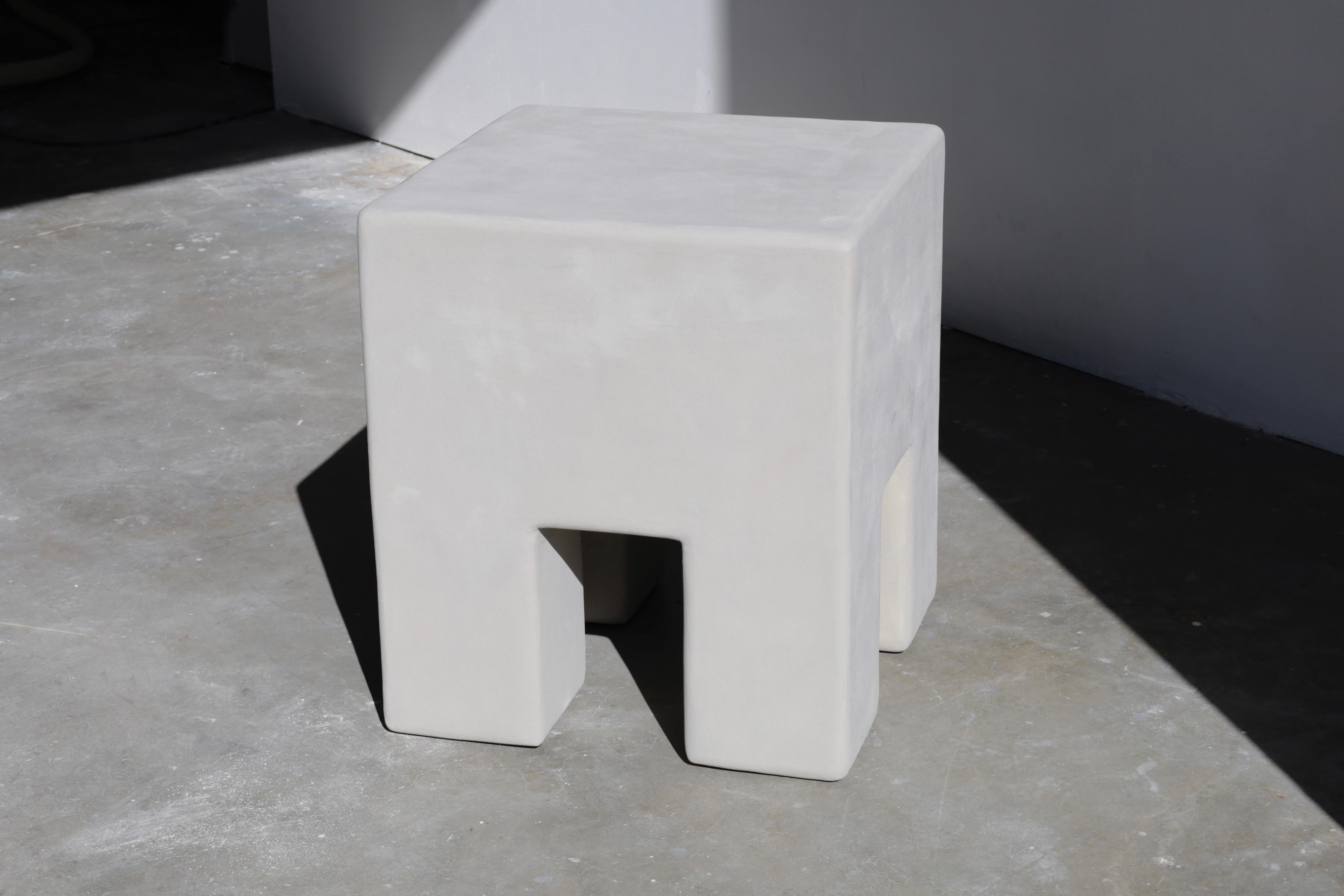 American tate chunky plaster side table in hydra by öken house studios