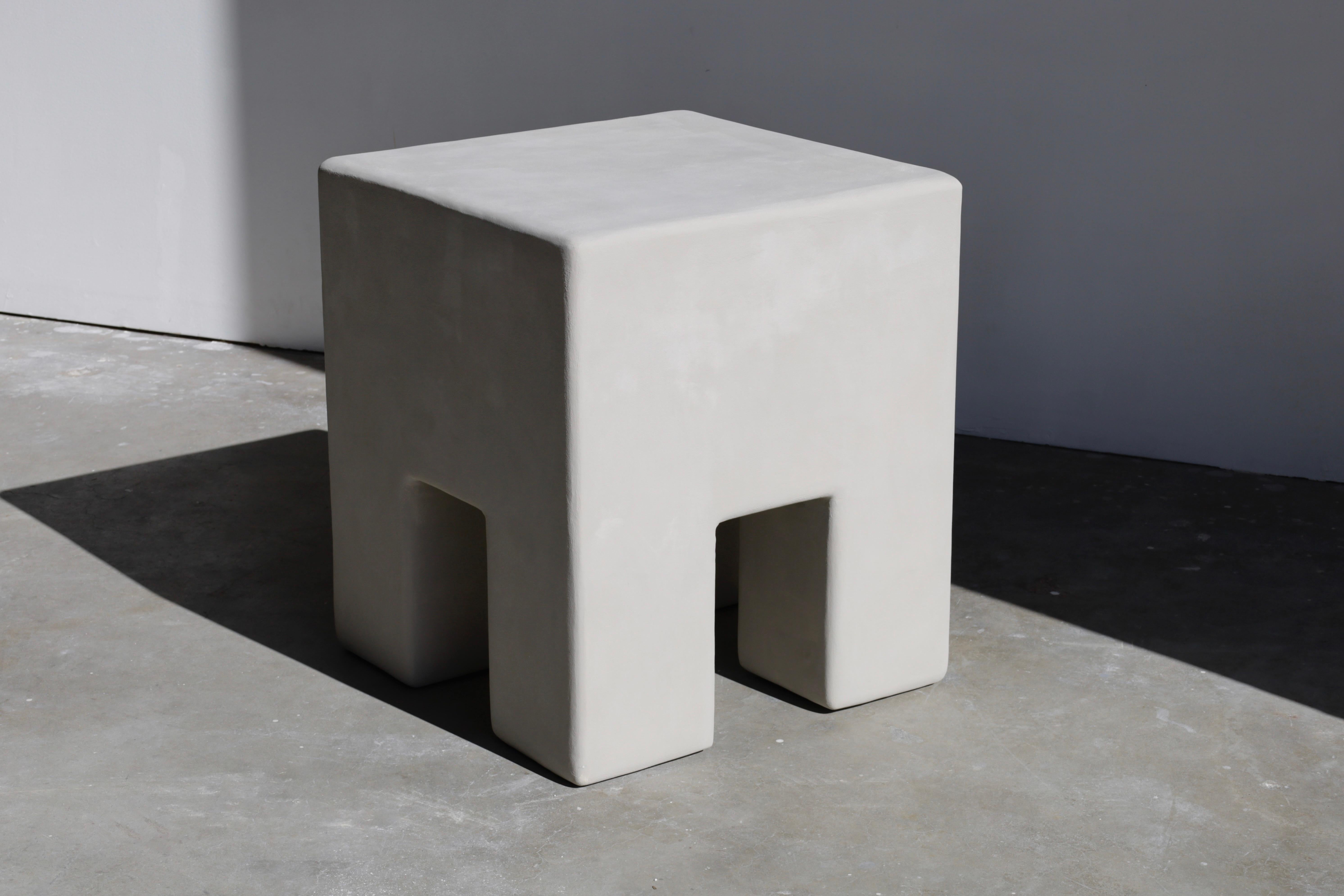Hand-Crafted tate chunky plaster side table in hydra by öken house studios