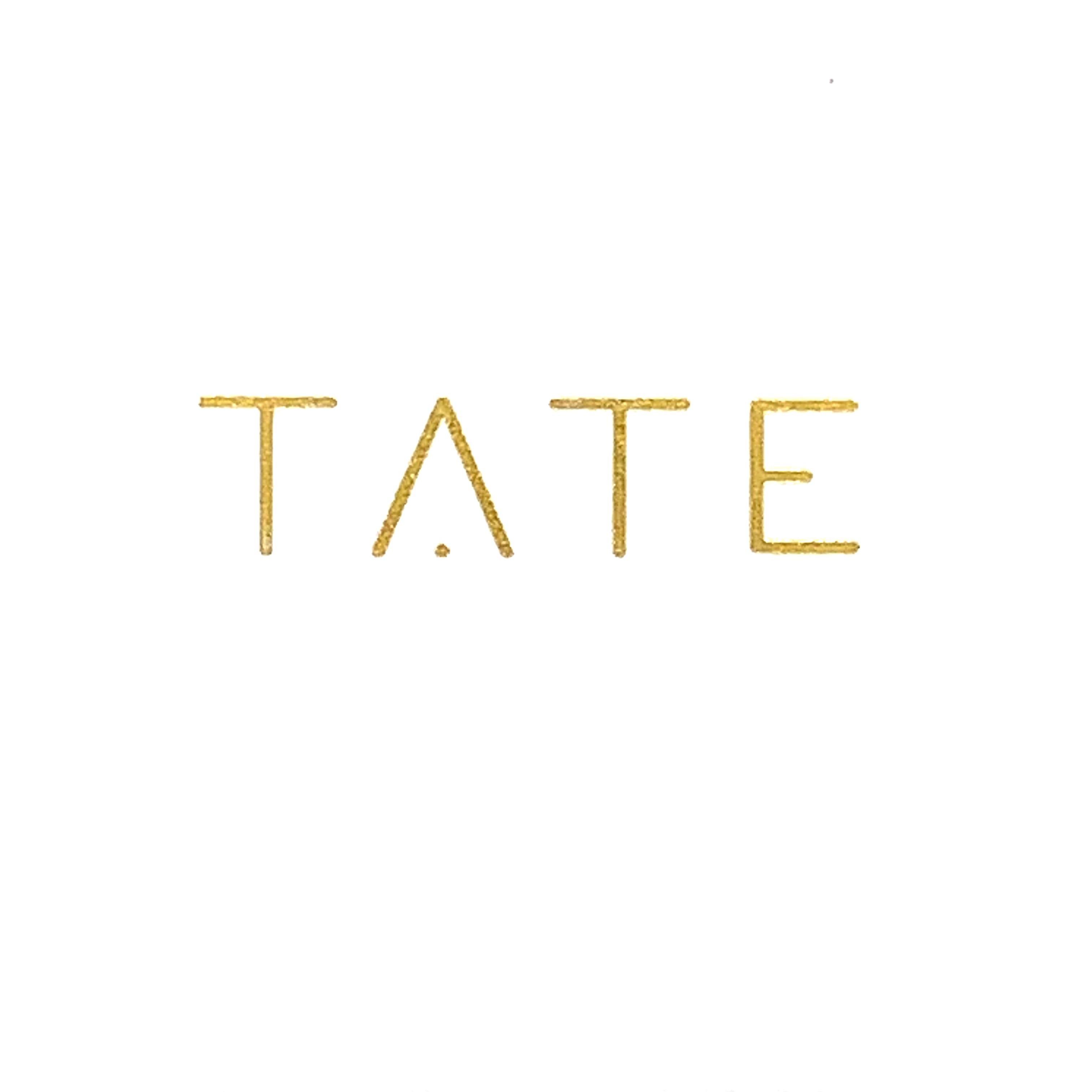 Baguette Cut TATE Flare 18 Karat Yellow Gold Earring .11 Carat Diamond Stud For Sale