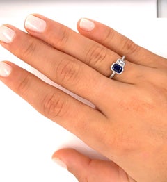 TATE Joined Matte Platinum .25 Carat Diamond and .69 Carat Sapphire Ring