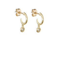 TATE Mini Diamond Hoop Drop 18 Karat Yellow Gold Earrings Diamond .10 Carat