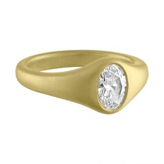 TATE Oval .90 Carat Diamond Bombe 18 Karat Green Gold Ring