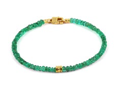 Tateossian Precious Stone Beaded Bracelet - Emerald & 18 Karat Yellow Gold