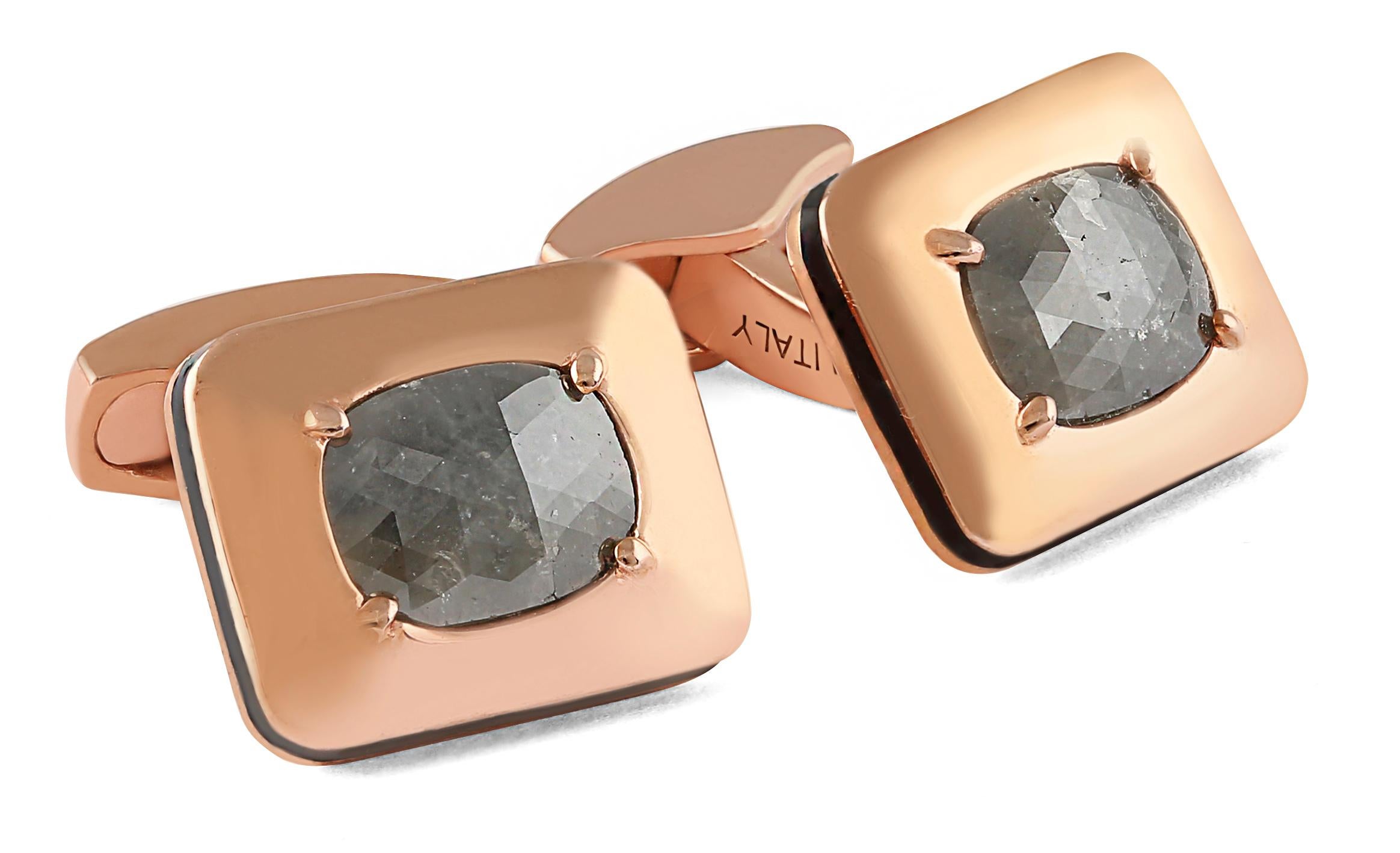 Tateossian Rose Cut Diamond Cufflinks, Rose Gold-Plated 'Limited Edition- 1/1' In New Condition For Sale In Fulham business exchange, London