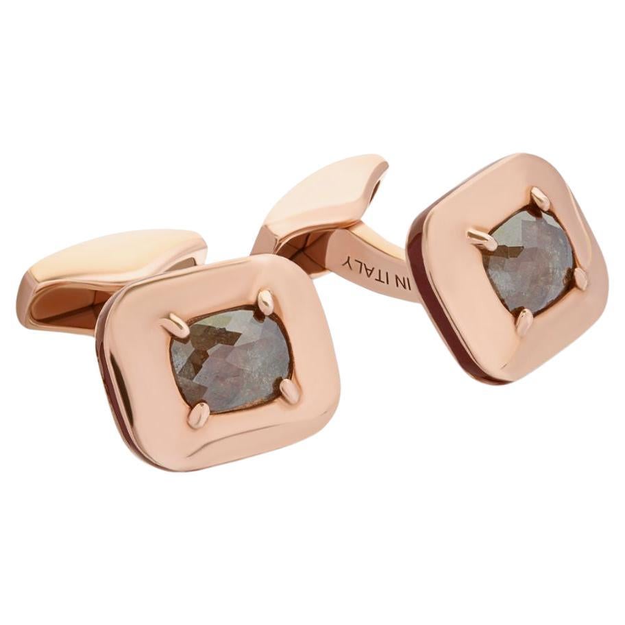 Gemelli con diamante taglio rosa (1,70) in argento sterling placcato in oro rosa