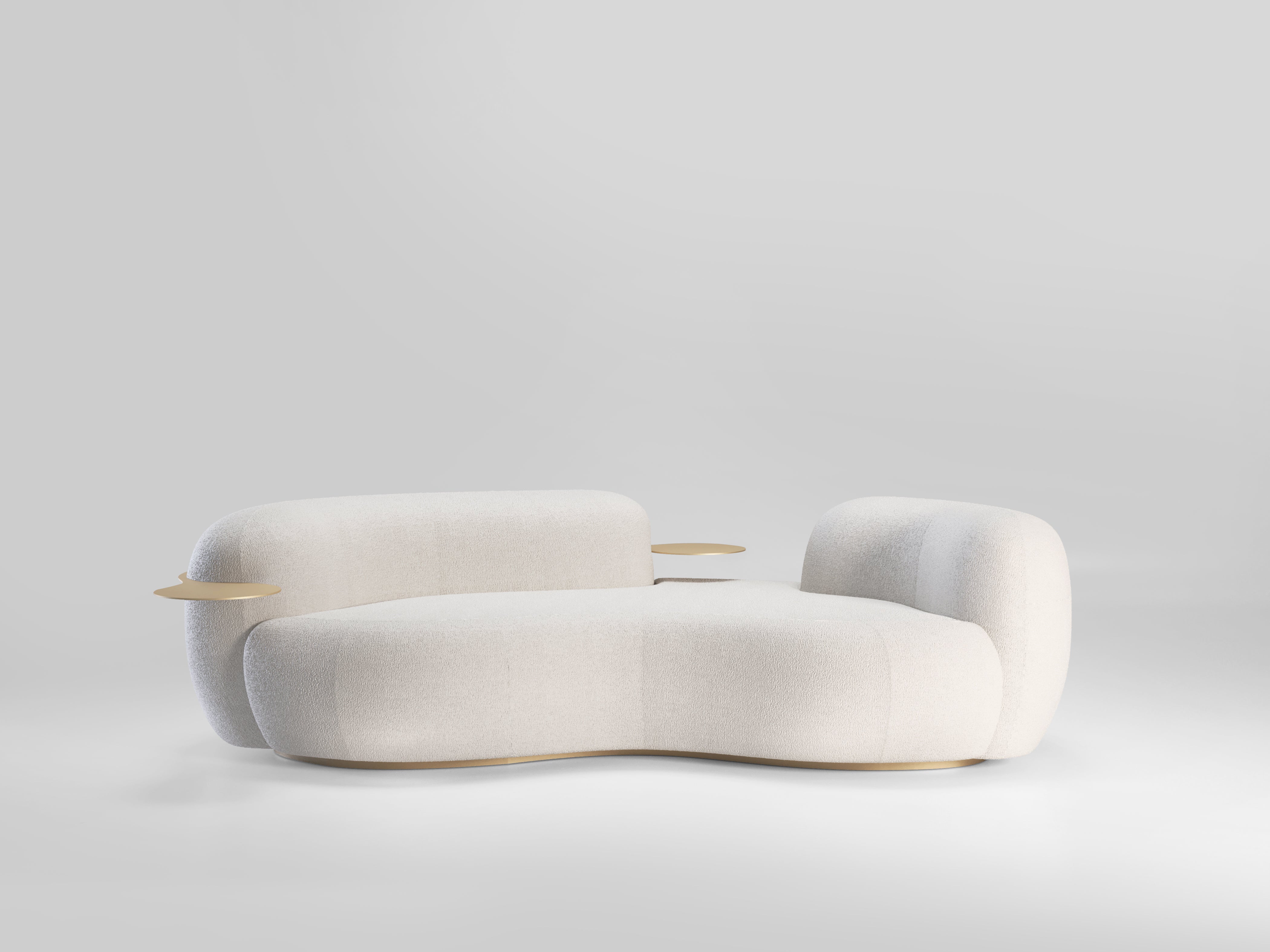 Tateyama Contemporary Sofa in Fabric and Metal Trays