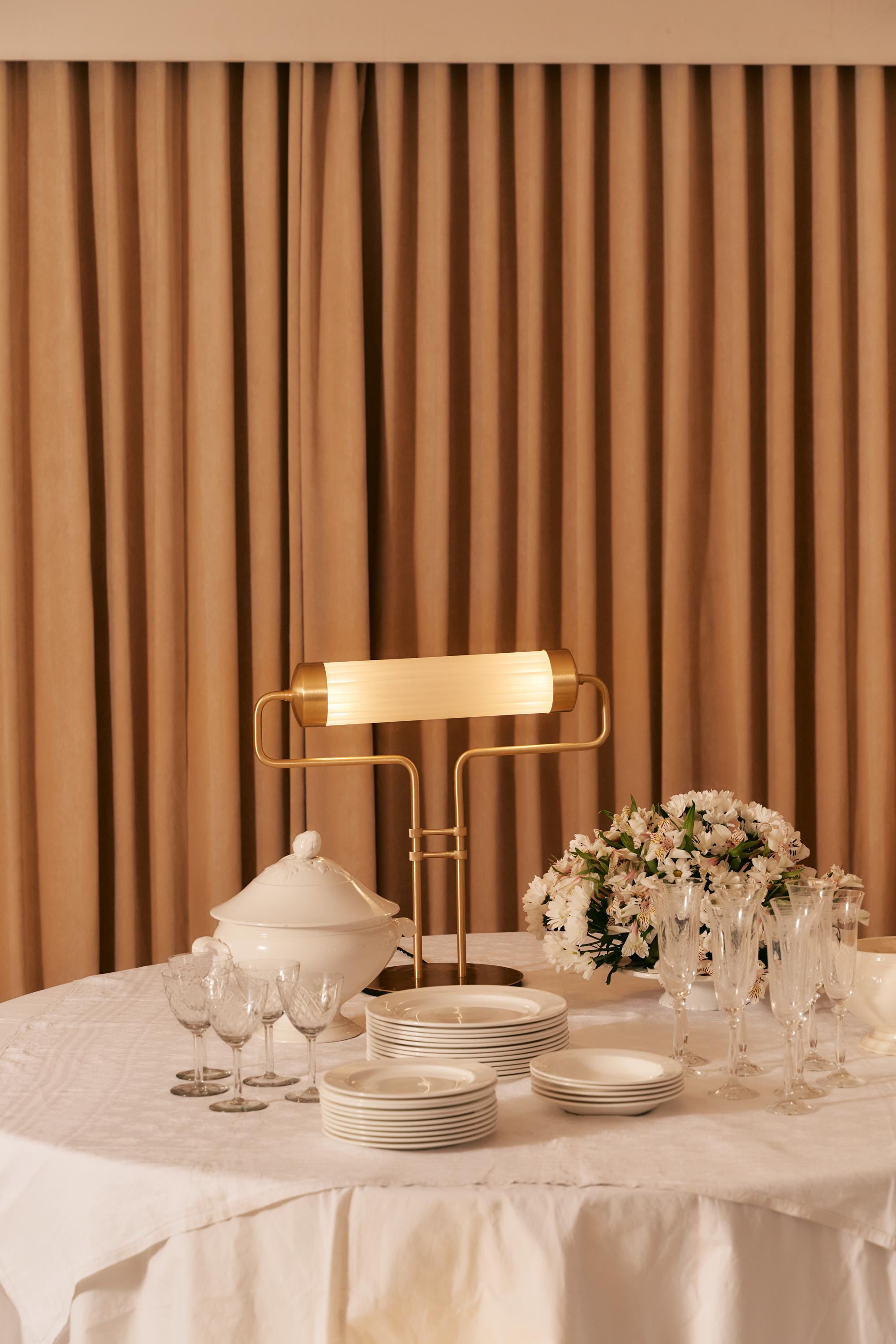 Tatì Satin Brass Table Lamp by Clara Viladecans In New Condition For Sale In Geneve, CH