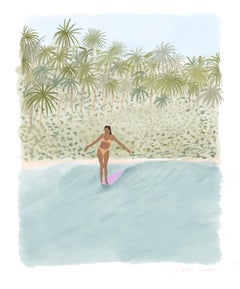 Longboard Sessions - Watercolor Figurative Painting, Limited Edition Print
