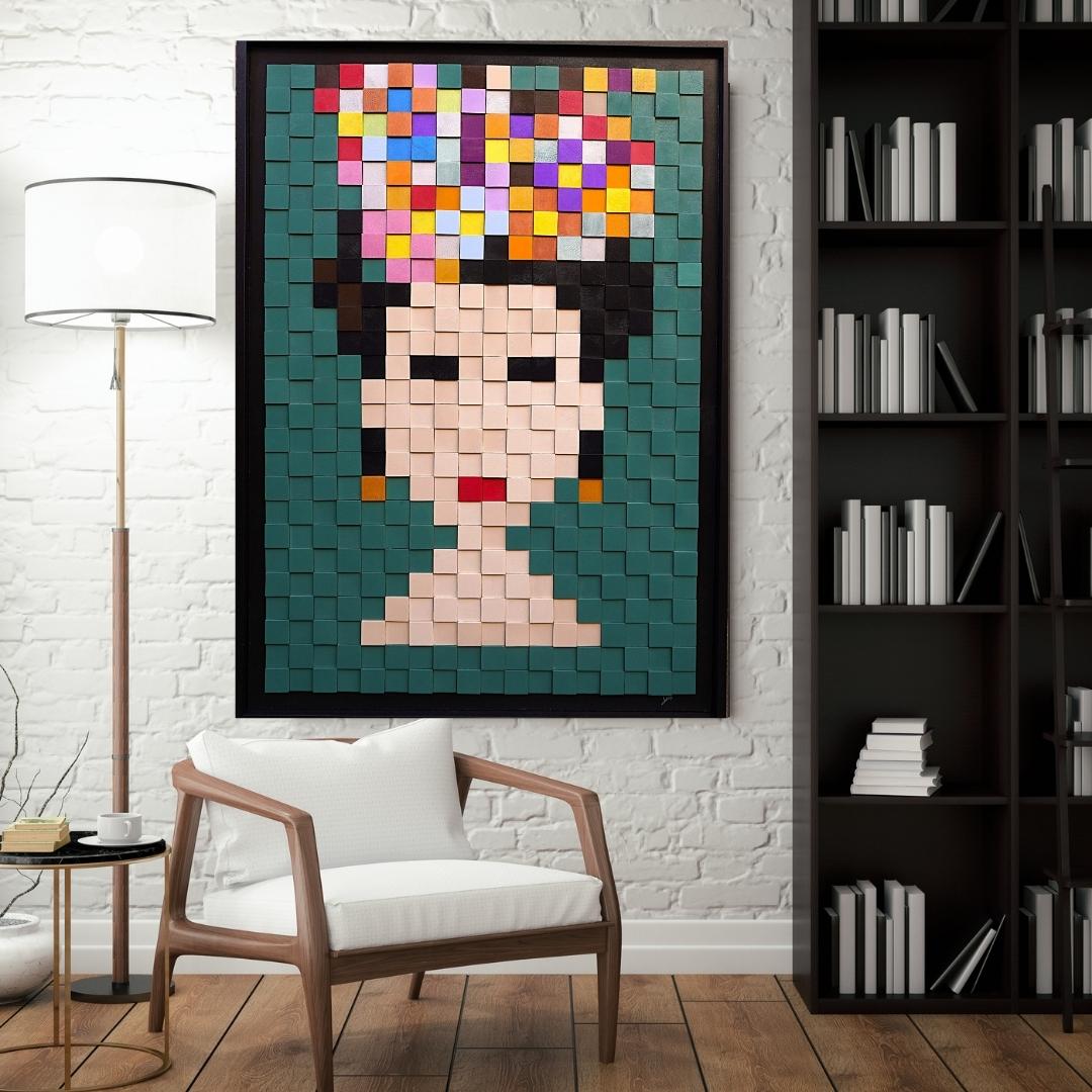 Frida K.K. Pixel #1 (Abstrakt), Mixed Media Art, von Tatian Hatnean