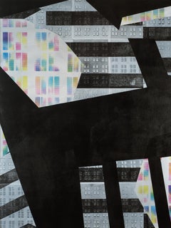 "Prairie Night", Abstract, Triptych, Window, Rainbow, Acrylic, Monoprint