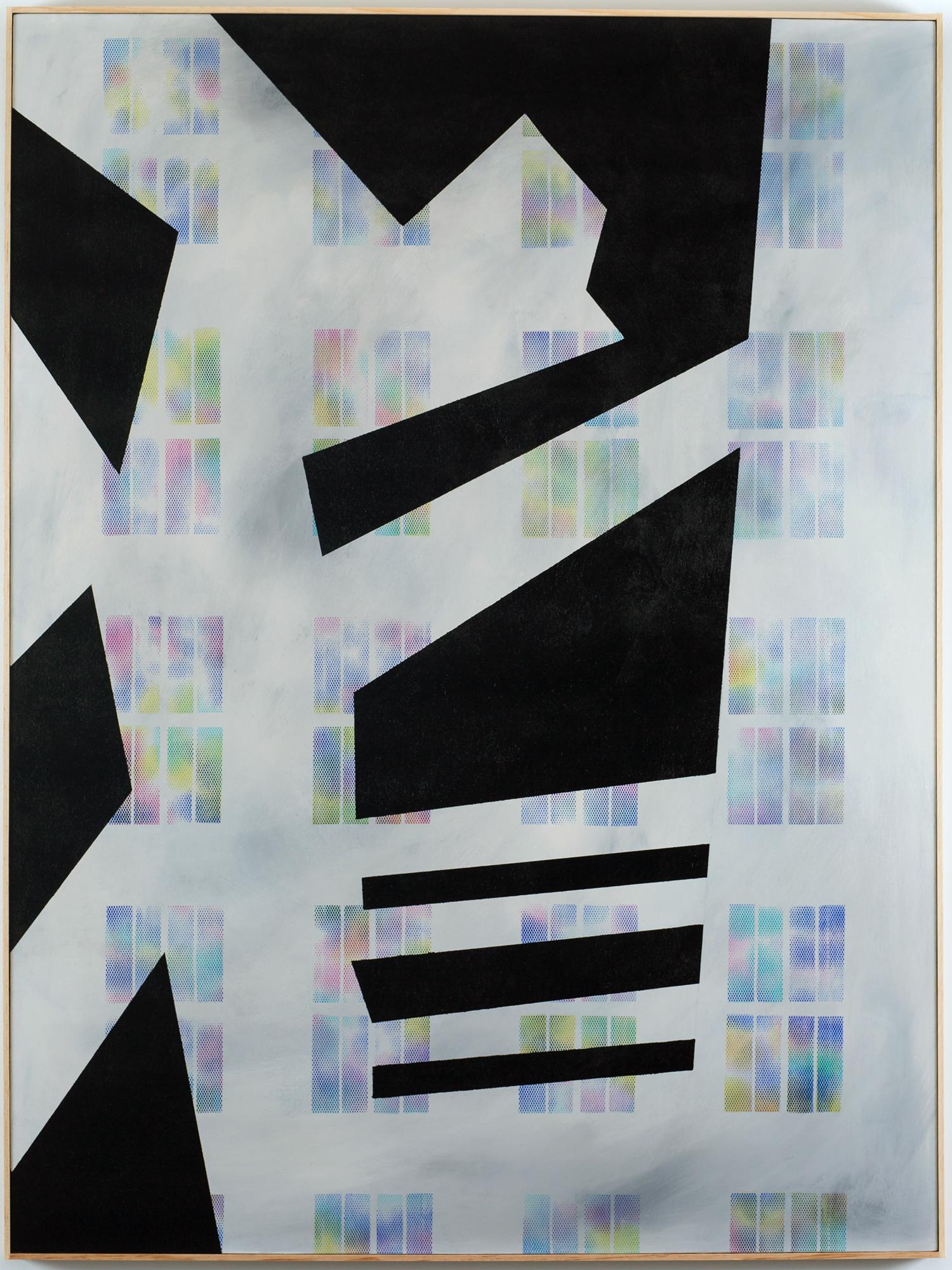 Tatiana Flis - "Radio Silence", acrylic, monoprint, abstract, graphic,  blue, purple, red, green For Sale at 1stDibs