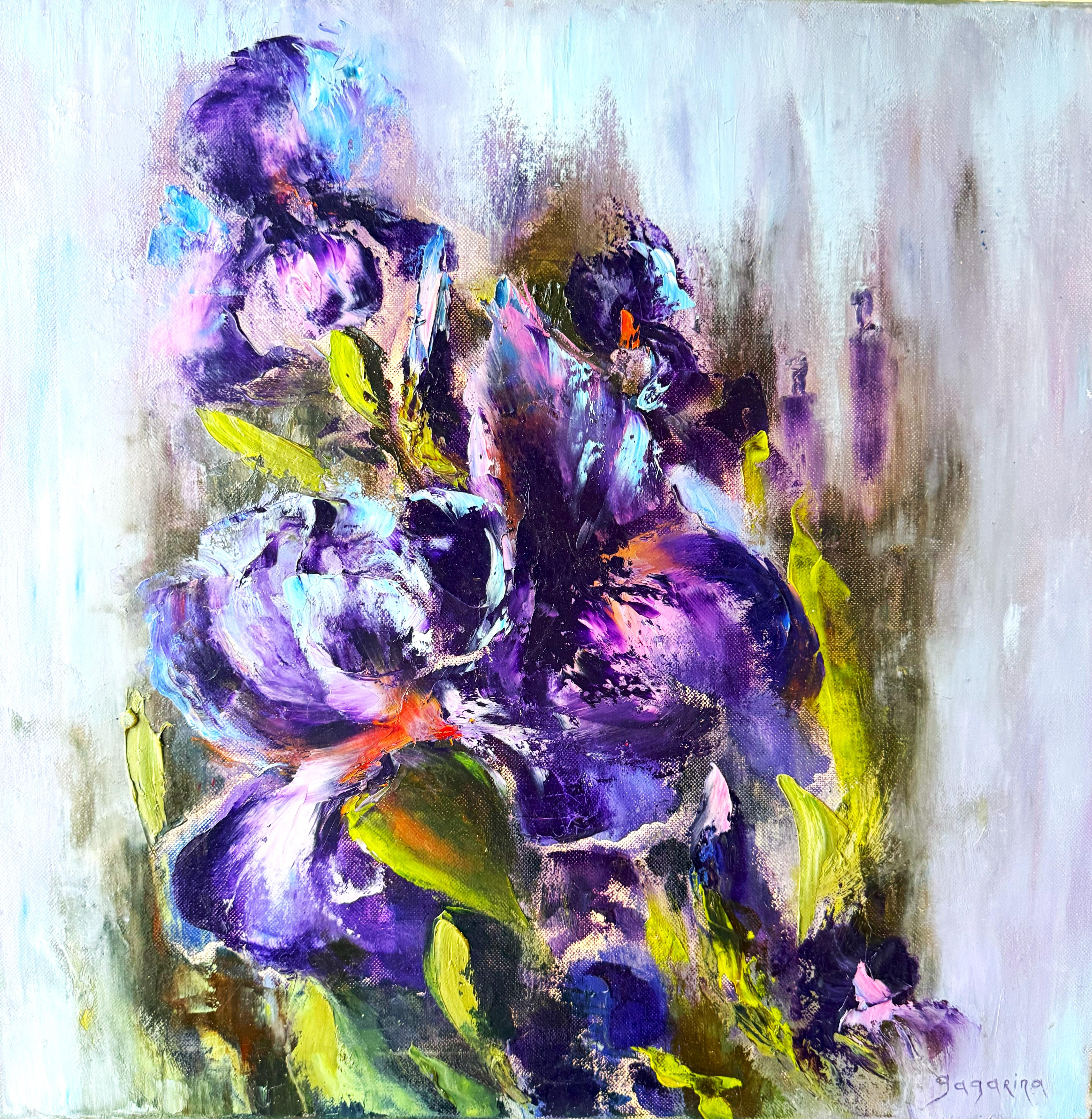 Iris I. Flowers for interior, vertical, semi-abstract