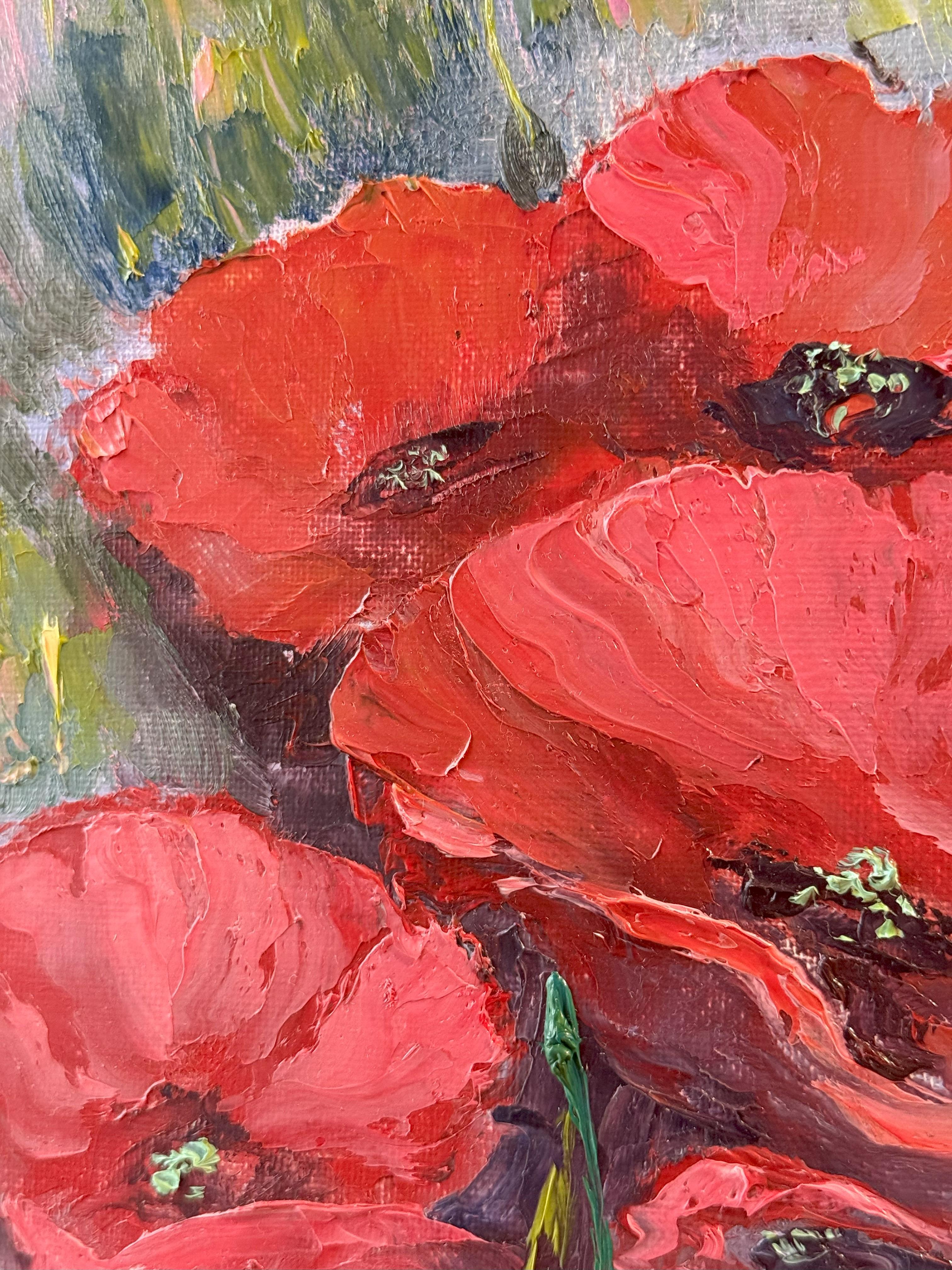 Poppies - Brown Interior Painting by Tatiana Gagarina