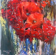 Poppies II ( Pavots II ). Impressionism, floral oil painting