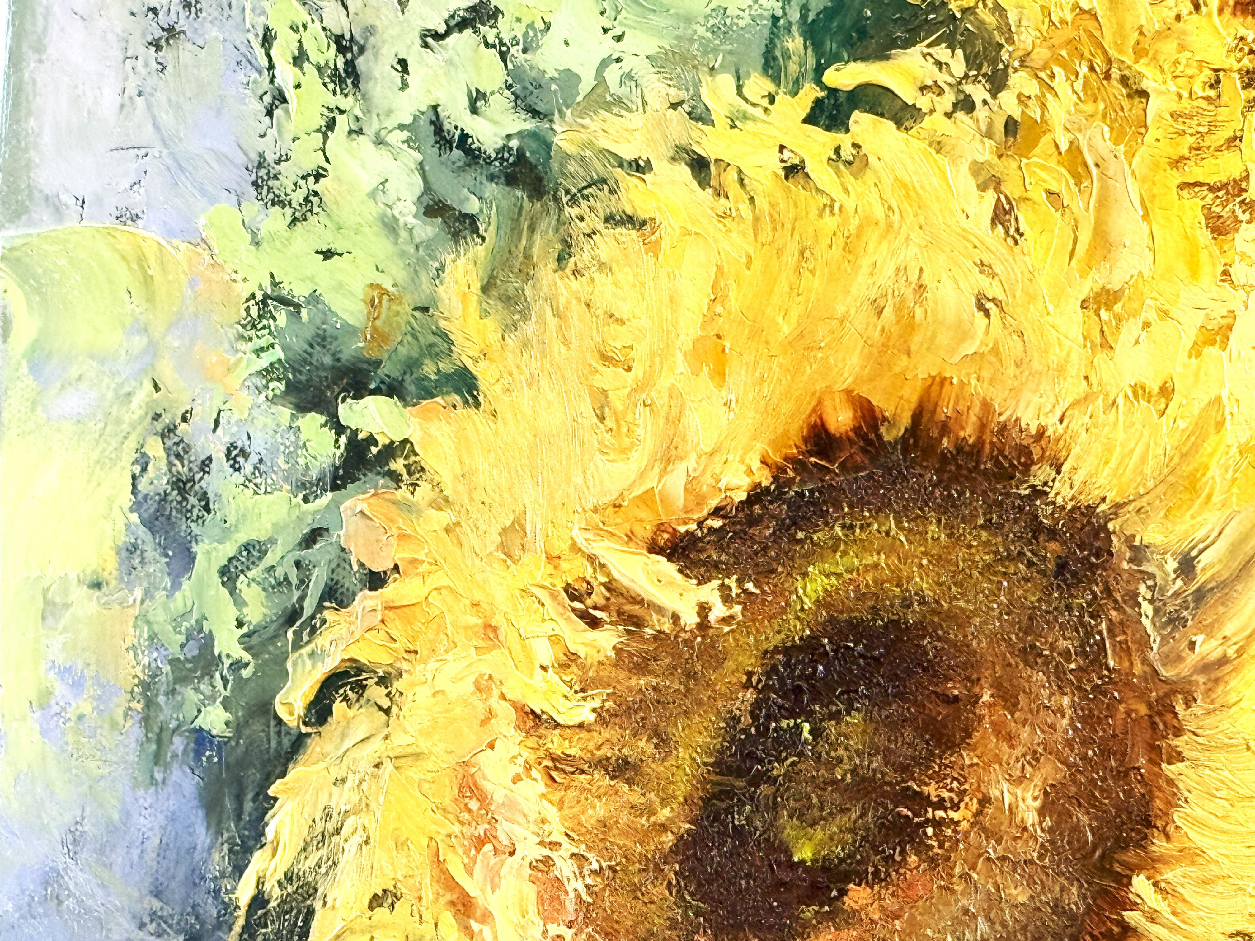 Sunflowers (Tournesols). Impressionism, floral oil painting - Brown Interior Painting by Tatiana Gagarina