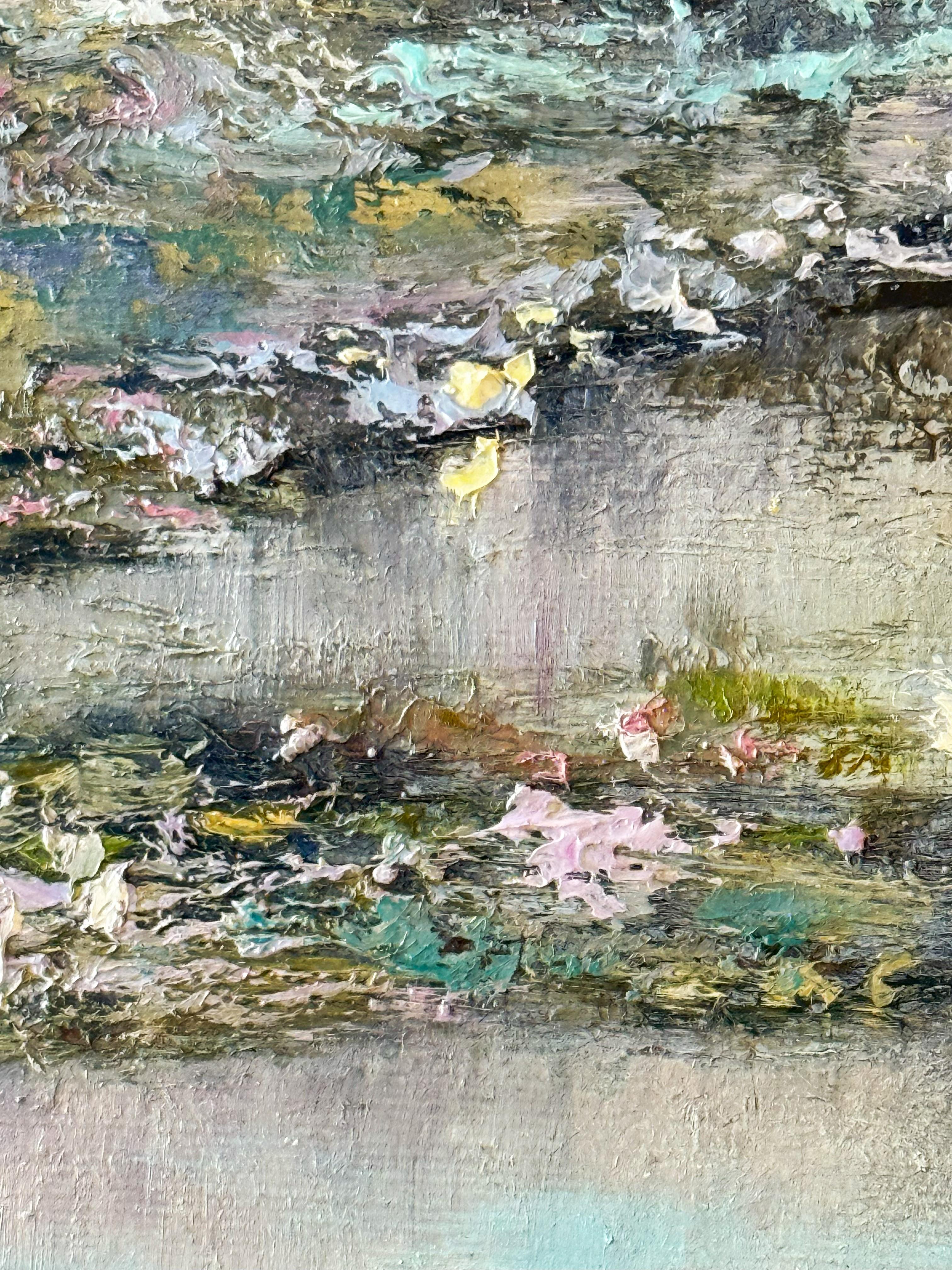 The pond I (Etang I) Landscape. Impressionism, oil paint - Painting by Tatiana Gagarina