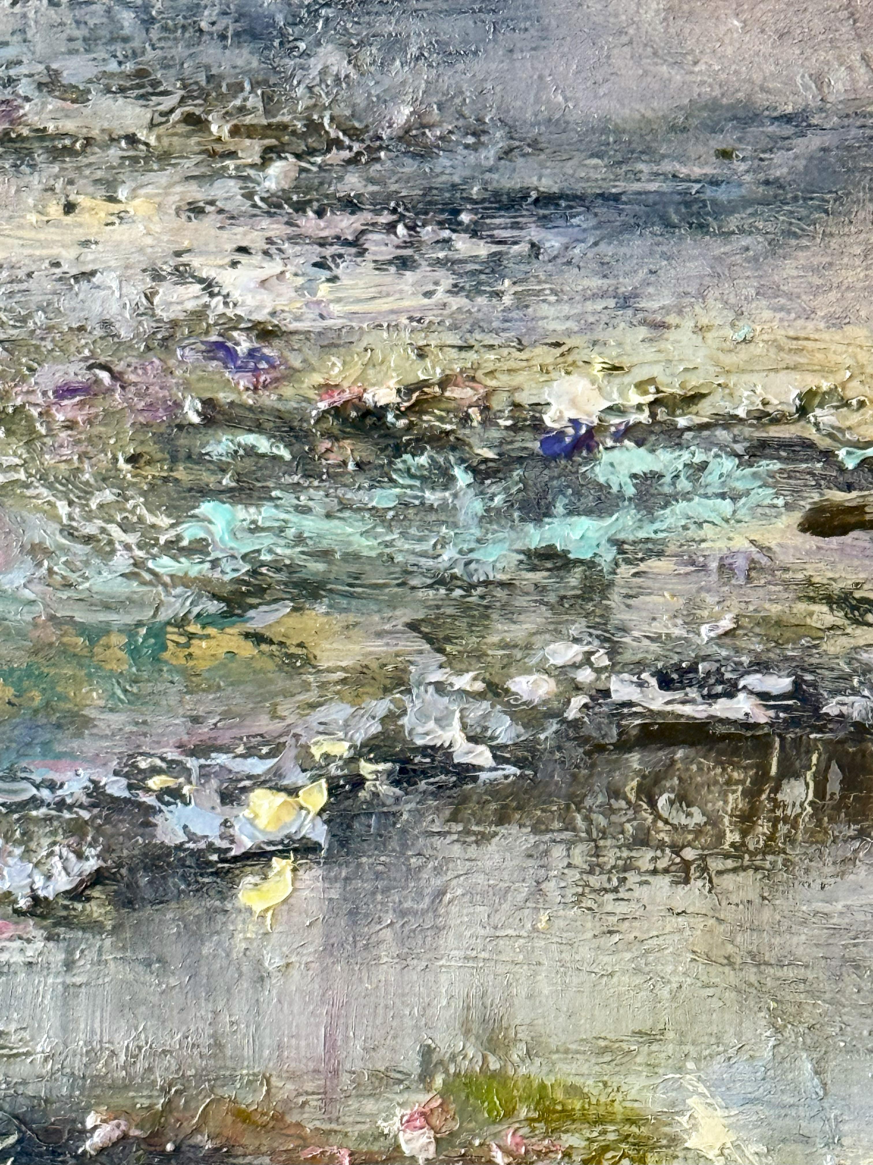 The pond I (Etang I) Landscape. Impressionism, oil paint - Impressionist Painting by Tatiana Gagarina