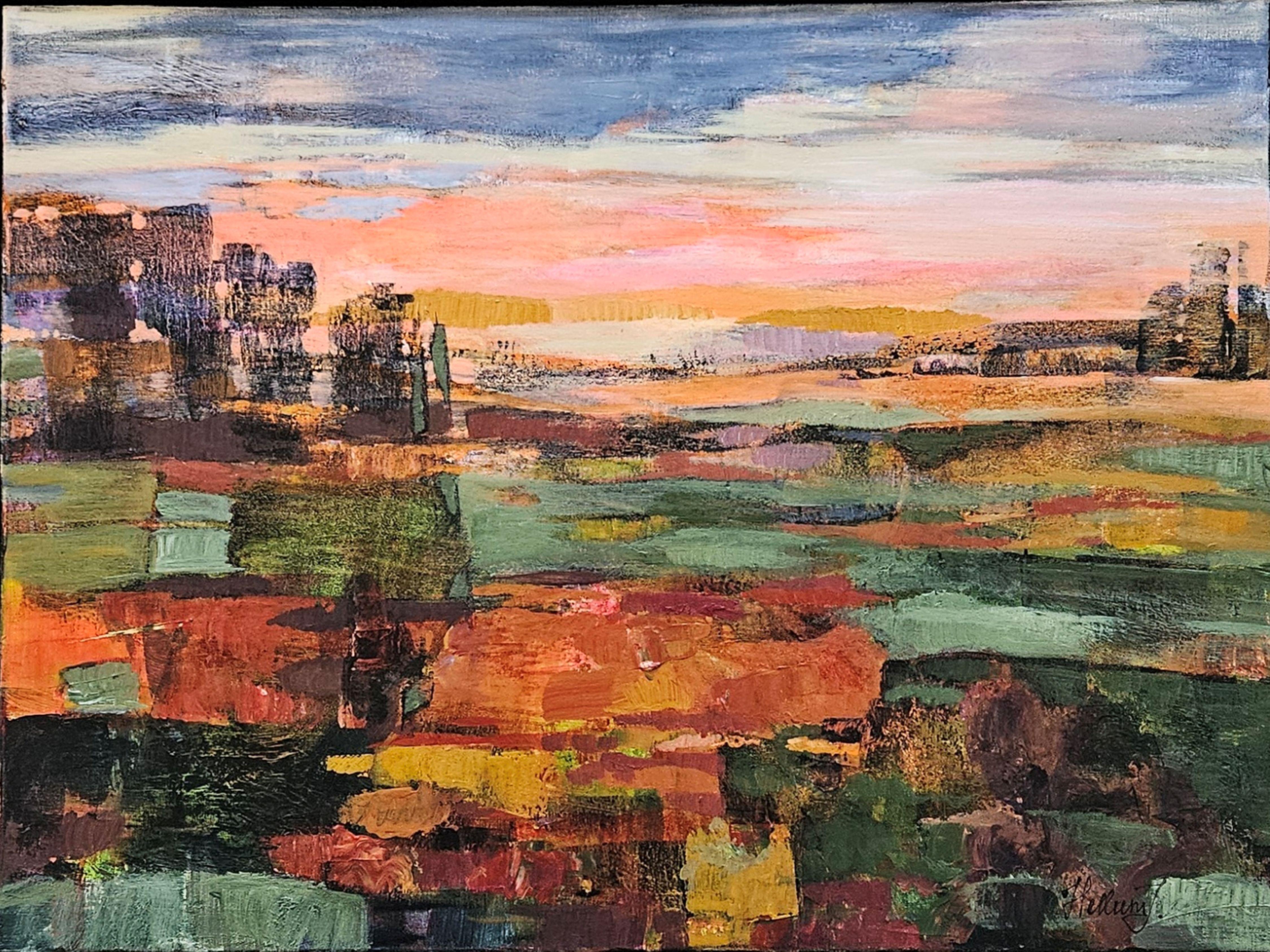 After the Warm Day. Large abstract, textured painting
