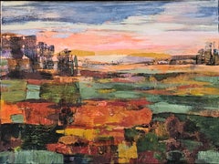 After the Warm Day. Large abstract, textured painting