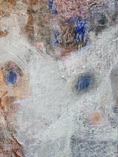 Afterimage. Peinture abstraite texturée, tons neutres, encadrée